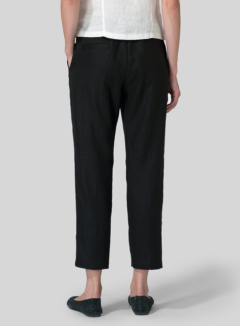 Linen Low Rise Narrow-Leg Cropped Pants