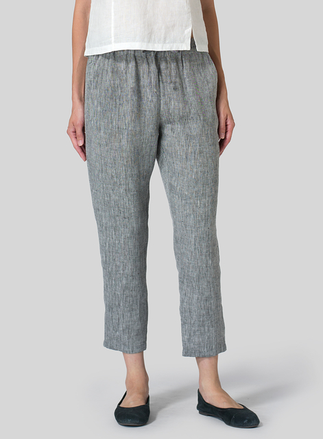 Linen Low Rise Narrow-Leg Cropped Pants