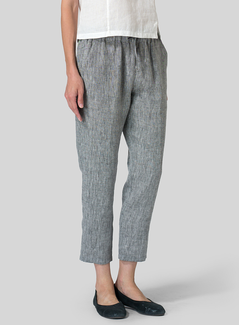 Linen Low Rise Narrow-Leg Cropped Pants