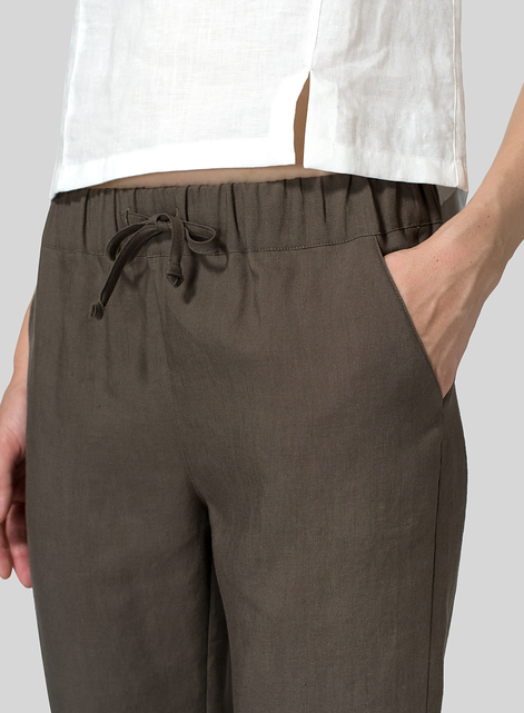 Linen Low Rise Narrow-Leg Cropped Pants