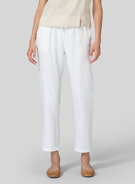 Linen Low Rise Slim Ankle Length Pants