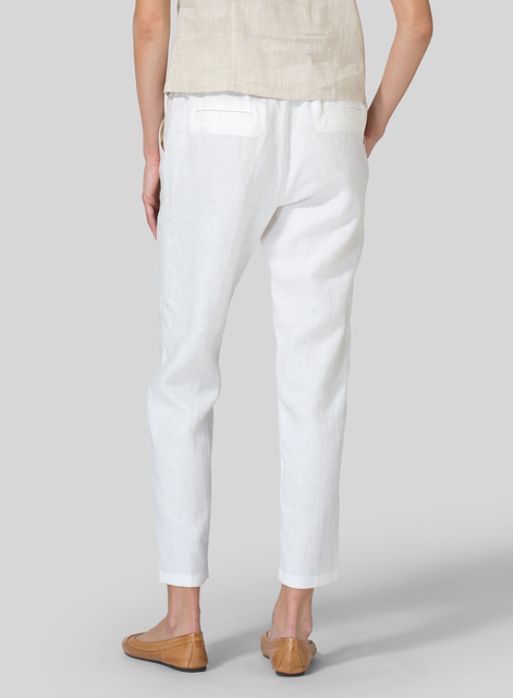 Linen Low Rise Slim Ankle Length Pants