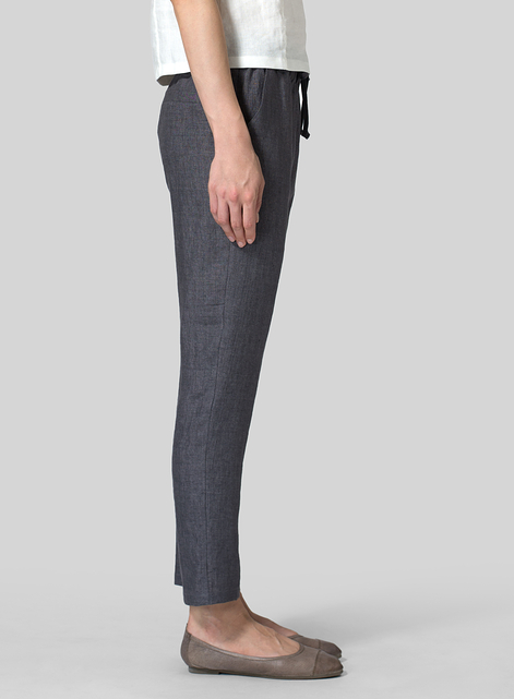 Linen Low Rise Slim Ankle Length Pants