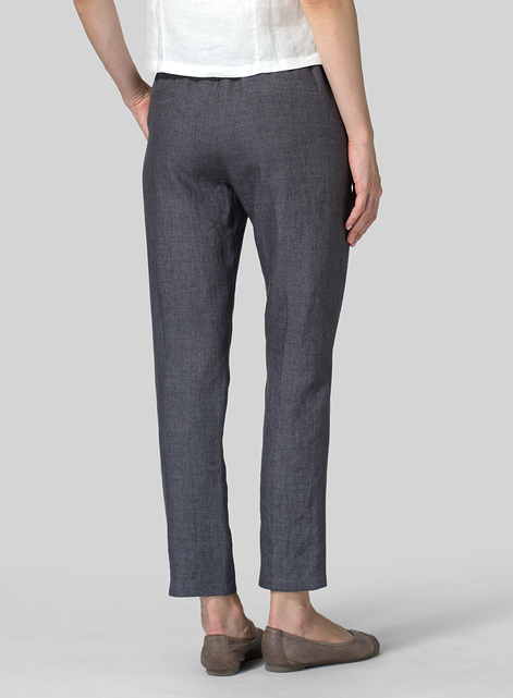 Linen Low Rise Slim Ankle Length Pants