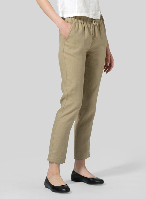 Linen Low Rise Slim Ankle Length Pants