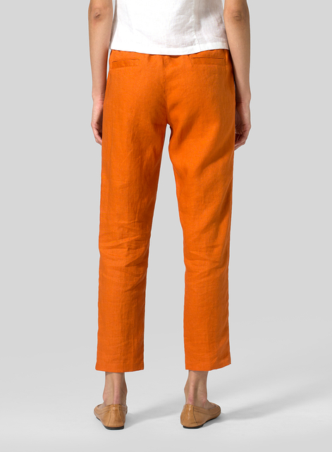 Linen Low Rise Slim Ankle Length Pants