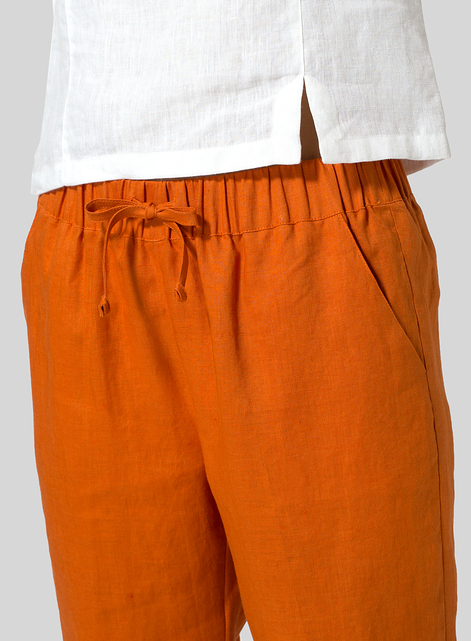 Linen Low Rise Slim Ankle Length Pants