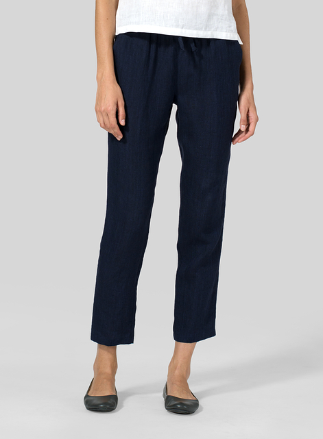 Linen Low Rise Slim Ankle Length Pants