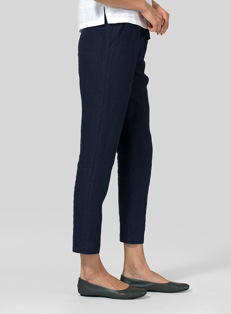 Linen Low Rise Slim Ankle Length Pants