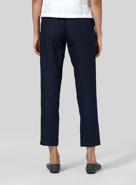 Linen Low Rise Slim Ankle Length Pants