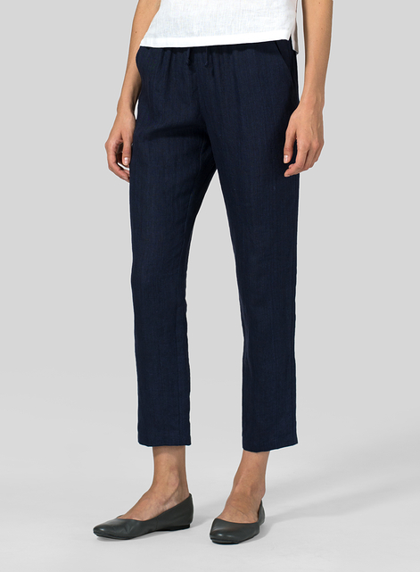 Linen Low Rise Slim Ankle Length Pants