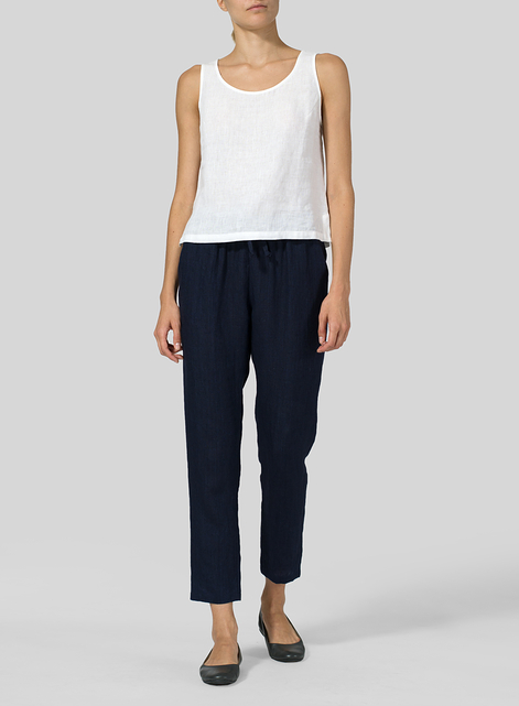 Linen Low Rise Slim Ankle Length Pants