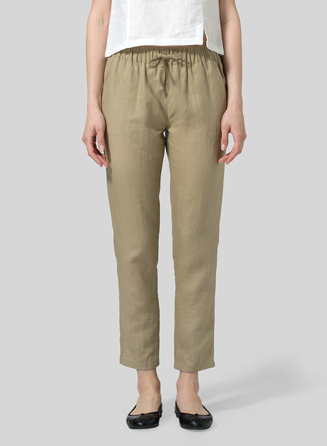 Linen Low Rise Slim Ankle Length Pants