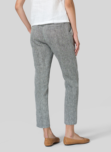 Linen Low Rise Slim Ankle Length Pants