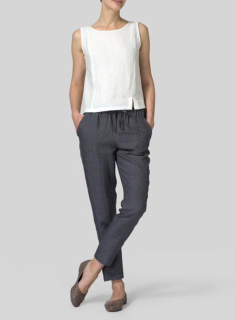 Linen Low Rise Slim Ankle Length Pants