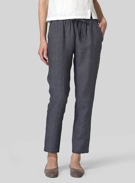 Linen Low Rise Slim Ankle Length Pants