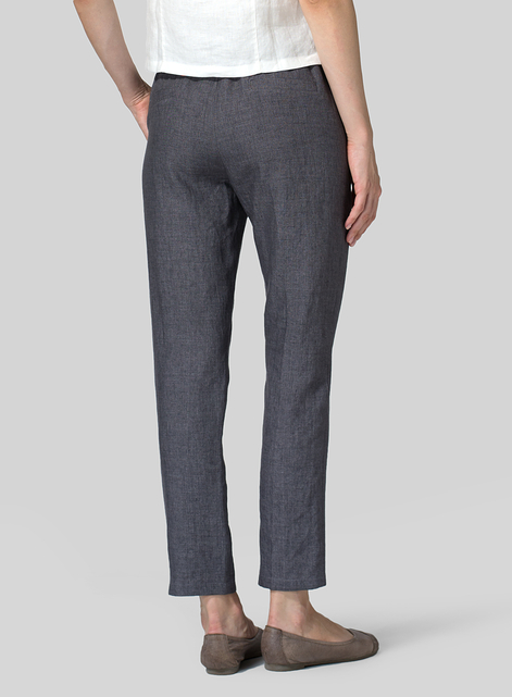 Linen Low Rise Slim Ankle Length Pants