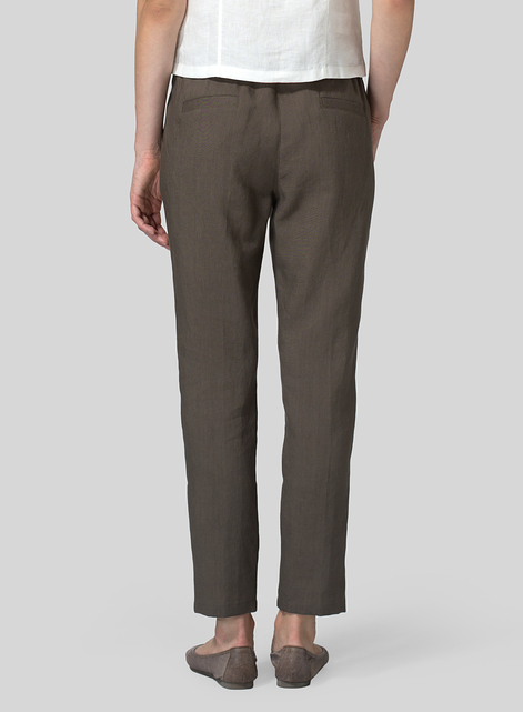 Linen Low Rise Slim Ankle Length Pants