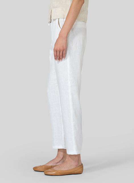 Linen Low Rise Slim Ankle Length Pants