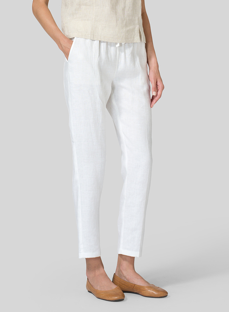 Linen Low Rise Slim Ankle Length Pants