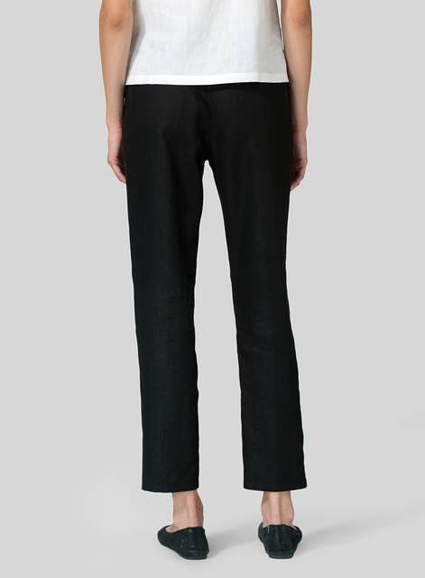 Linen Low Rise Slim Ankle Length Pants