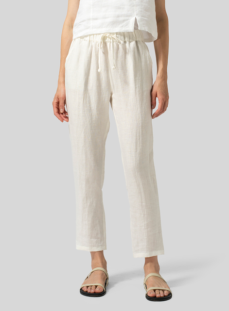 Linen Low Rise Slim Ankle Length Pants