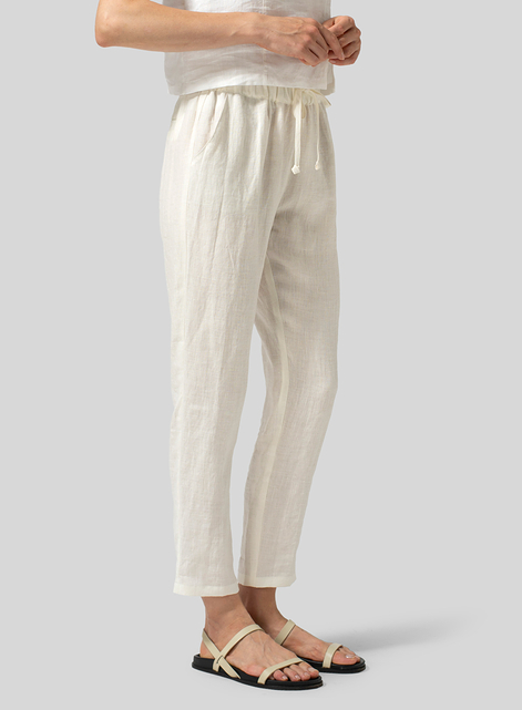 Linen Low Rise Slim Ankle Length Pants