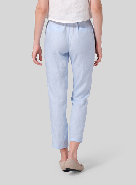 Linen Low Rise Slim Ankle Length Pants