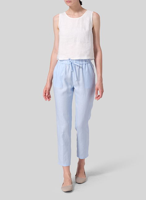 Linen Low Rise Slim Ankle Length Pants