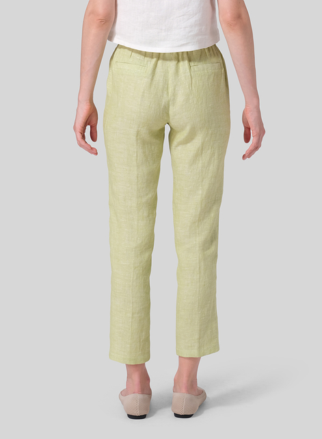 Linen Low Rise Slim Ankle Length Pants