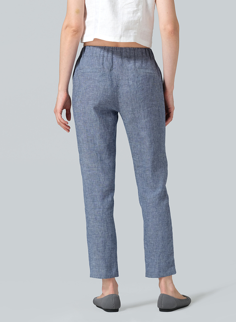 Linen Low Rise Slim Ankle Length Pants