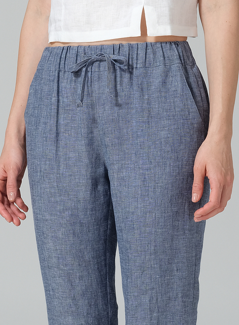 Linen Low Rise Slim Ankle Length Pants