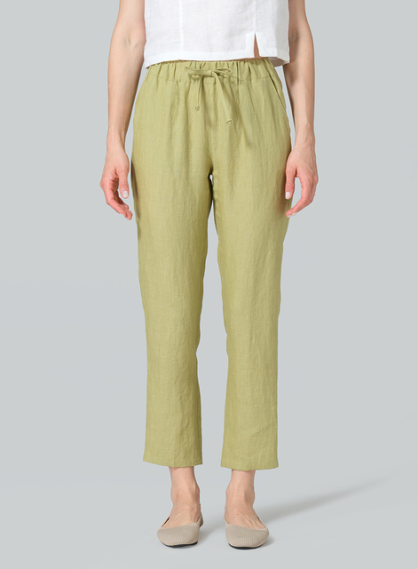 Linen Low Rise Slim Ankle Length Pants