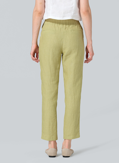 Linen Low Rise Slim Ankle Length Pants