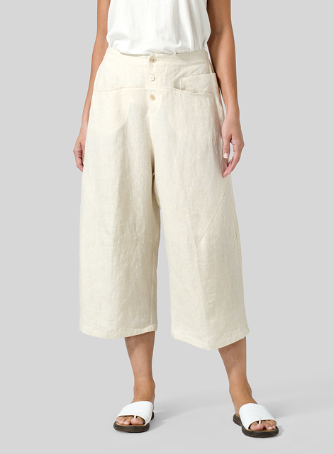 Linen Wide Leg Crop Pants