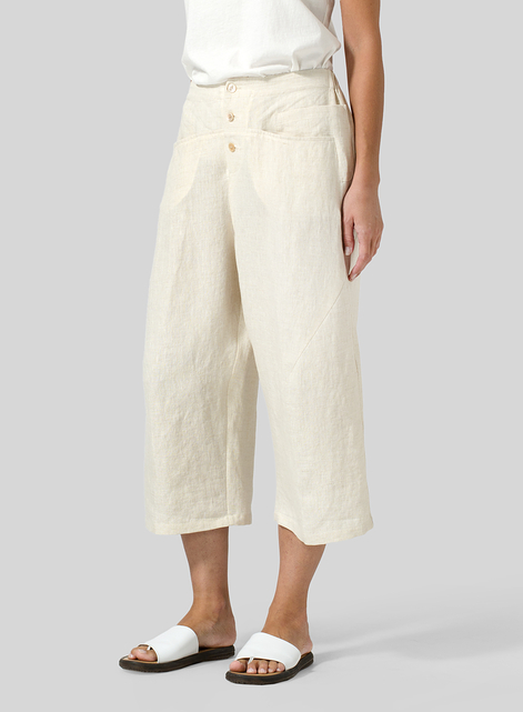 Linen Wide Leg Crop Pants