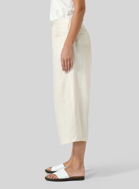 Linen Wide Leg Crop Pants