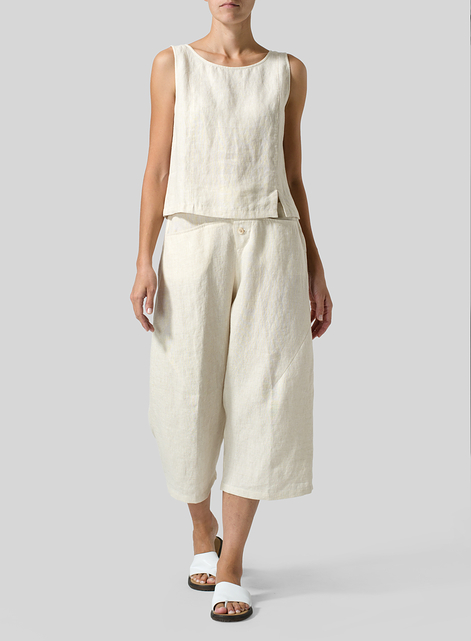 Linen Wide Leg Crop Pants