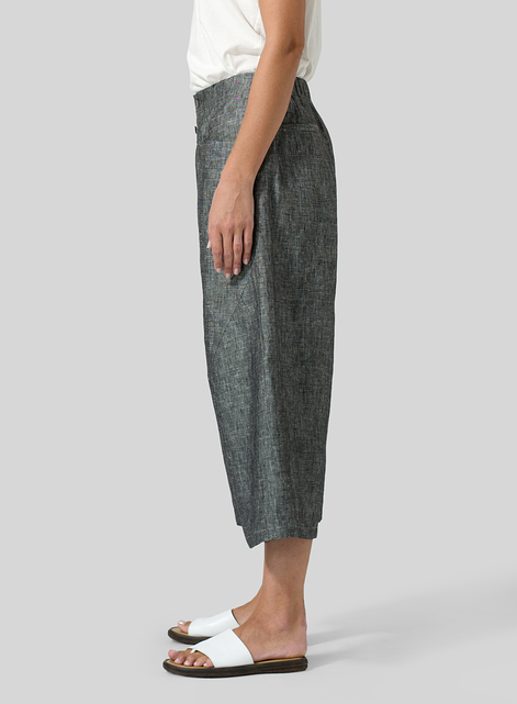 Linen Wide Leg Crop Pants