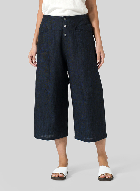 Linen Wide Leg Crop Pants