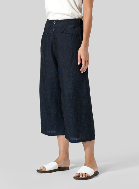 Linen Wide Leg Crop Pants