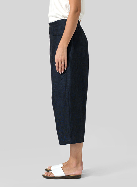 Linen Wide Leg Crop Pants