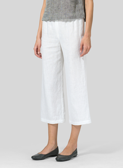 Linen Straight Leg Cropped Pants