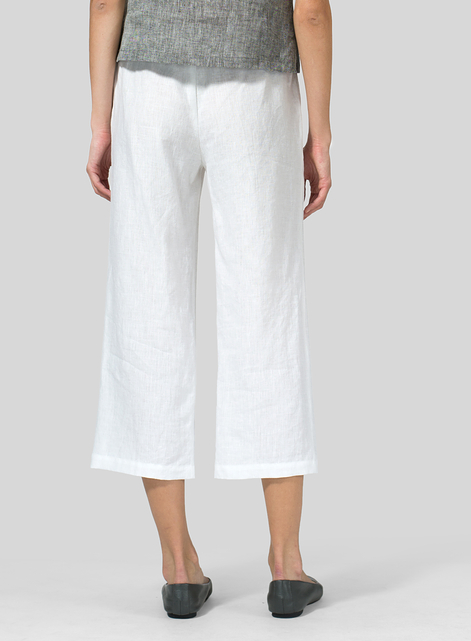 Linen Straight Leg Cropped Pants