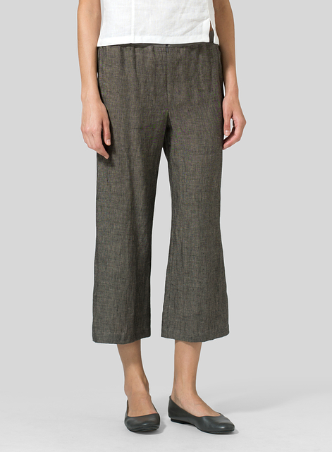 Linen Straight Leg Cropped Pants