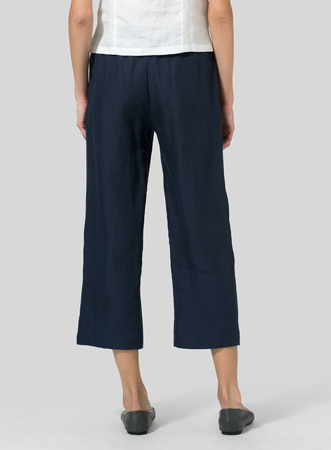 Linen Straight Leg Cropped Pants