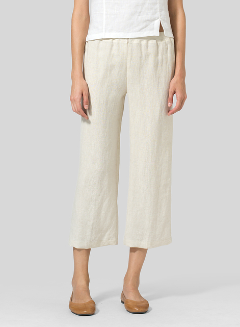 Linen Straight Leg Cropped Pants