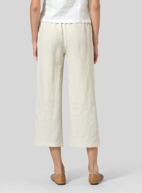 Linen Straight Leg Cropped Pants