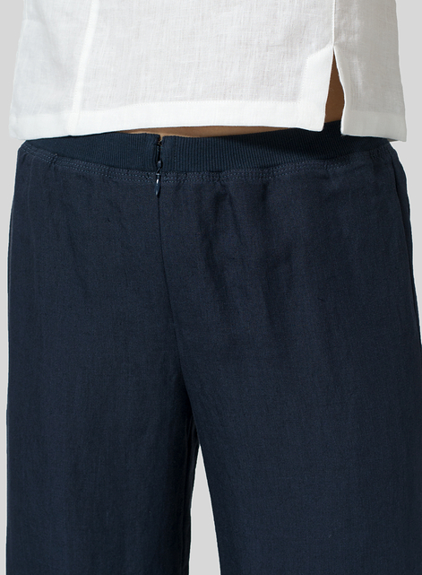 Linen Straight Leg Cropped Pants