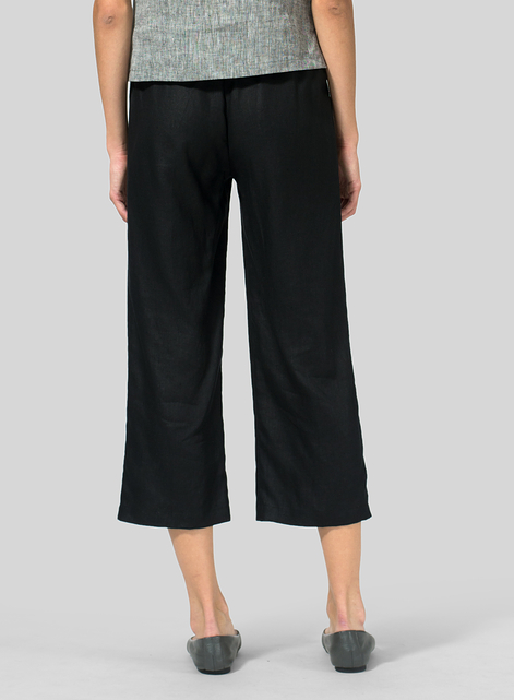 Linen Straight Leg Cropped Pants